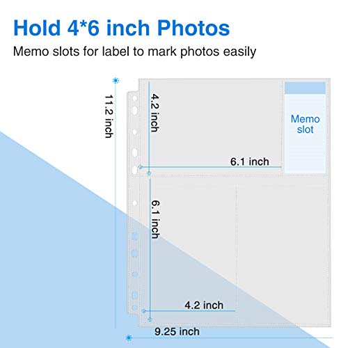 Sooez 30 Pack 4x6 Photo Sleeves for 3 Ring Binder, Hold 180 Pictures - size: 4x6" 3-Pocket