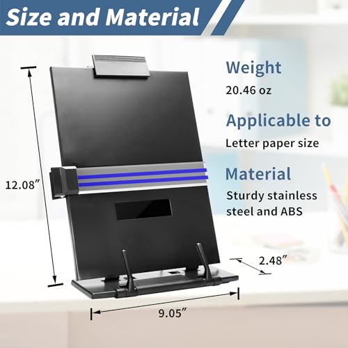 TONOS Paper Stand Document Holder - Quality Document Holder for Desk, Paper Stands for Desk When Typing, Sturdy Stainless Steel Copy Holder, Adjustable Angle, Papers Holder Stand for Desk Typing