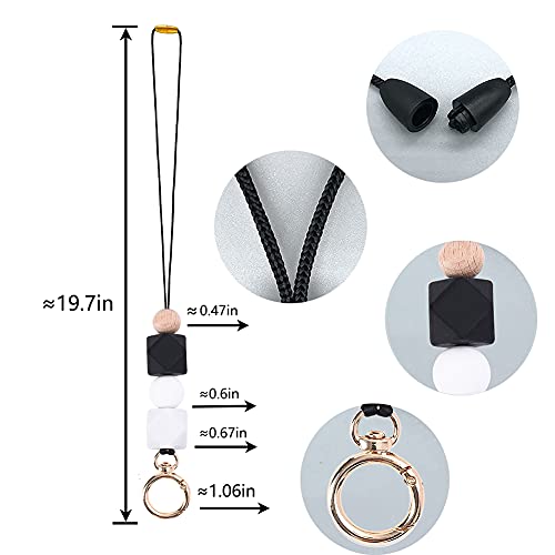 Teacher Lanyards for ID Badges and Keys, Cute Silicone Beaded Lanyard - color: Gold-001