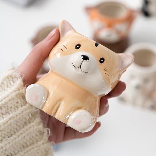 DIYOMR Cute Animals Planter, Mini Ceramic Cartoon Animal Shaped Succulent Flower Pot Indoor Air Plants Holder, Smooth Shiny Decorative Flower Cactus Planter - Plants Not Included (Groundhog) - color: Groundhog