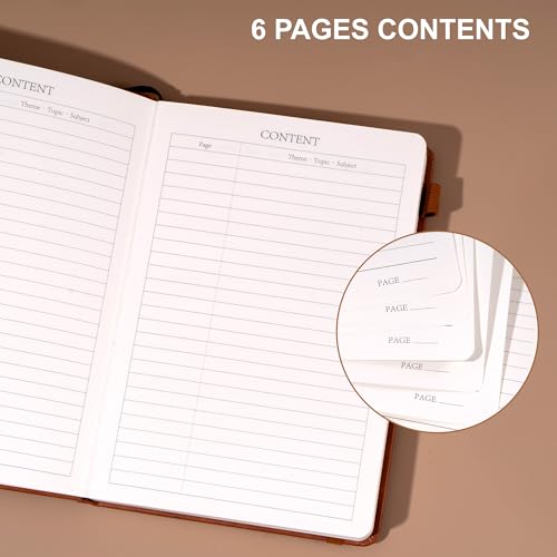 CAGIE Journal Notebook for Women Men Leather Journaling Diary Daily, Brown - color: Brown, style: Lined A5