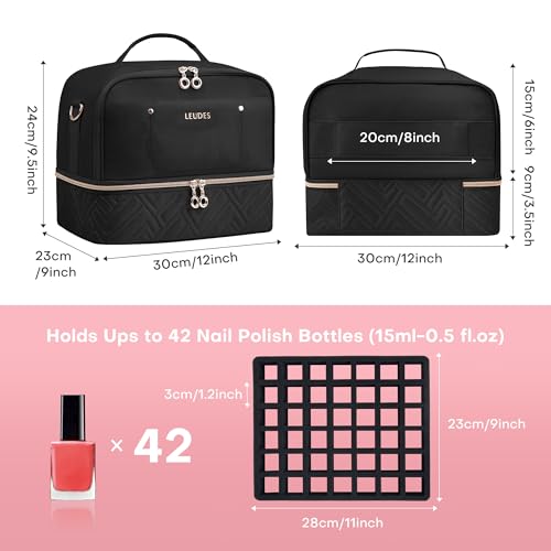 Leudes Nail Bag Polish Organizer Case Holds 42 Bottles & Gel Lamp - color: Blacka1
