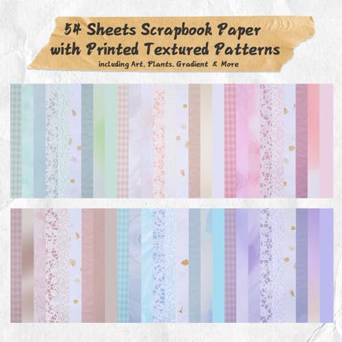 Textured Scrapbook Paper with Decor Mesh Fabric Creative Kit, 6 Pack