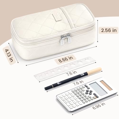 Sooez Cute Pencil Case, Soft Quilted Pencil Pouch, Large Pen Pencil Bag - color: Blue Puffers Style