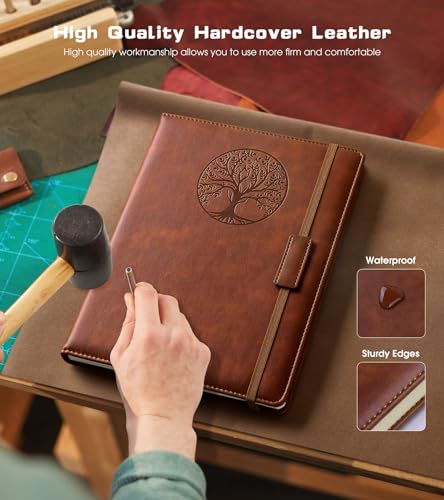 Biuwory Leather Journal Notebook, 256 Thick Lined Pages, Hardcover 8.6"×11" - color: Brown, size: Lined-256 Pages (8.6"×11")