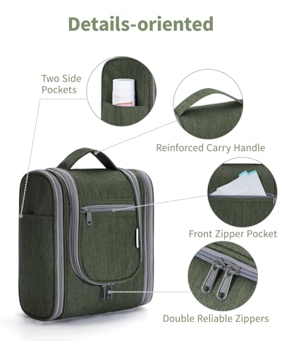 Narwey Hanging Travel Toiletry Bag for Women, Cosmetic Makeup Bag - color: AF-Army Green, size: Medium