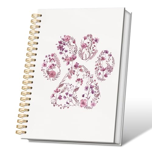 VONTP Pink Cute Dog Paw Floral Journal Spiral Notebooks, 5.5x8.3 Inches - color: 002-Pink