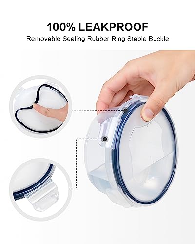 FOOYOO 32 Piece Food Storage Container with Lids (16 Containers + 16 Lids) - Plastic Food Containers with Lid, Airtight Leak Proof Snap Lock, BPA Free Storage Containers - color: Transparent - 32 Pcs