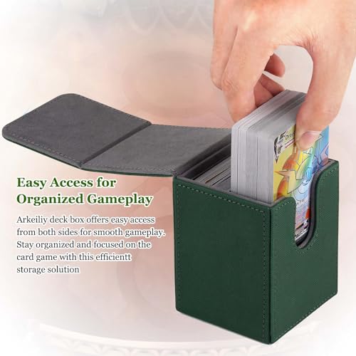 Arkeiliy MTG Deck Box 110+ Storage Sleeved Cards for Magic Commander - color: Green III
