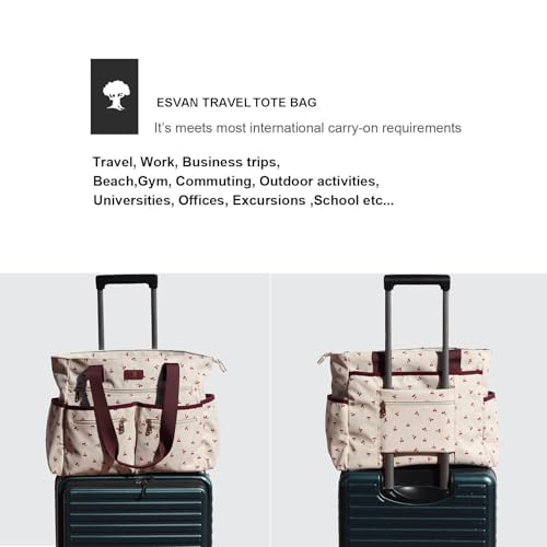 Weekender Bag Carry On Bag Overnight Tote Travel Duffle with 13 Pockets for Travel,Work，Gym,Beach,Teacher,Nurse - color: Corduroy cherry
