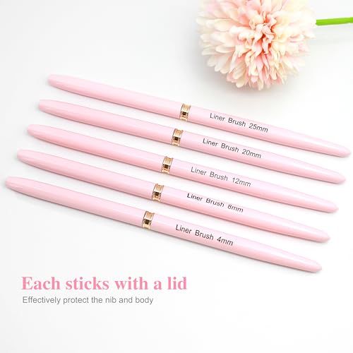 5Pcs Nail Art Brushes Kit - Pink - color: Pink