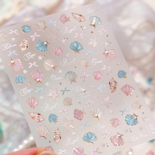 5D Embossed Under The Sea Stickers for Nail Art Jelly Fish Self-Adhesive Nail Art Decals for Women Nail Supplies Art Design Stickers (TL-481) - style: TL-481