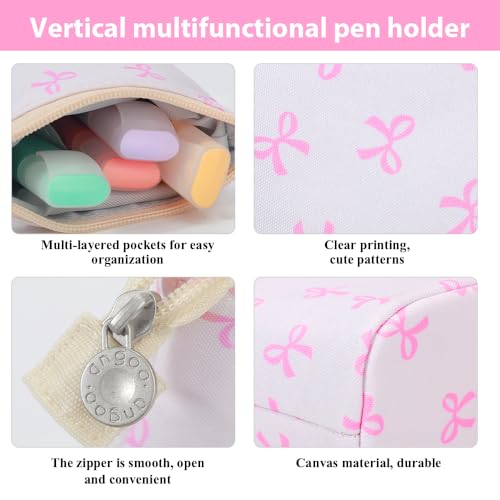 KPX Cute Standing Pencil Case Pen Holder for Kids, Pop Up Stand UP Bubble Tea Pen Organizer Kawaii Stationary for Christmas Holiday New Year Office (Bow) - color: Bow