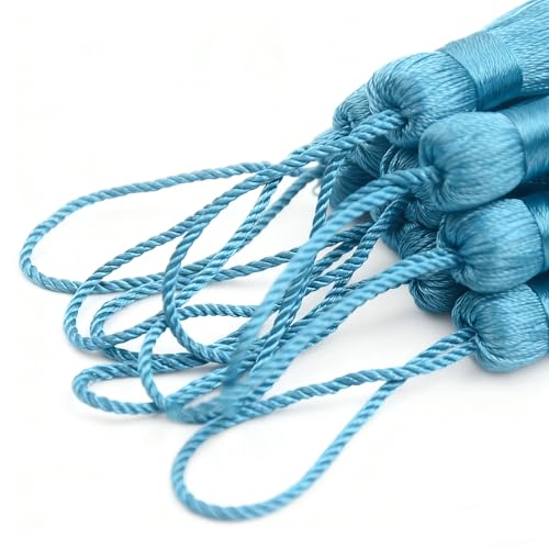 20Pcs 4.3 Inch Silky Mini Craft Tassels for Earrings, Souvenir(P- Blue) - color: Peacock Blue