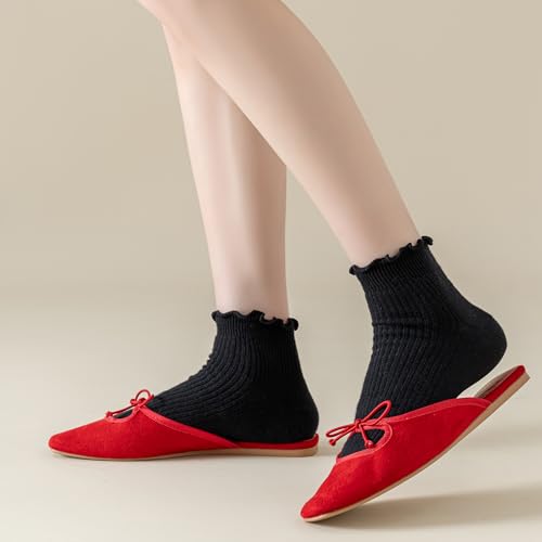 Mcool Mary Womens Ankle Ruffle Socks 6 Pack - color: Black, size: 5-9