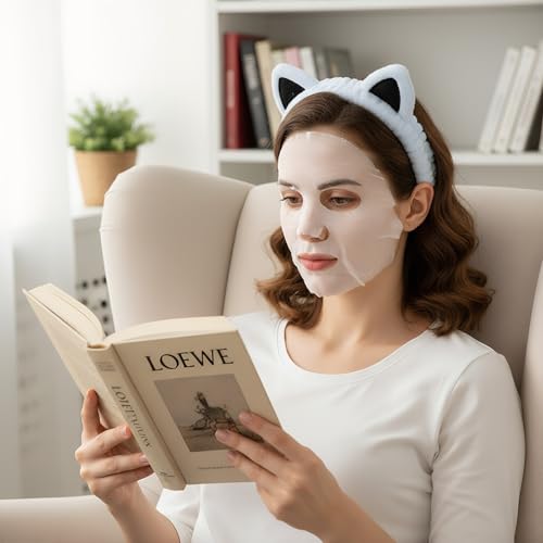 2Pcs Spa Headband for Washing Face Skincare Makeup Headbands for Women - color: Light Blue + Pink