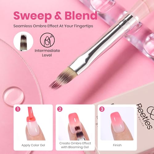 Beetles Blooming Gel Nail Art Brushes Set, Ombre Brush for Gel Polish - color: Marble