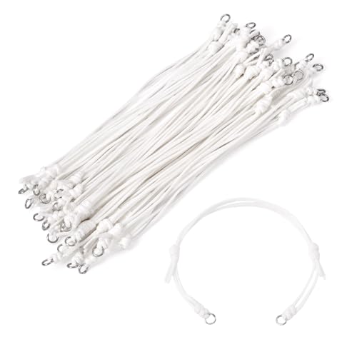 20Pcs White Adjustable Braided Cord Colorful Waxed Thread Half Finished Bracelet with Jump Rings for Wrist DIY Women Jewelry Making Friendship Fashion Bangle Accessory - color: White