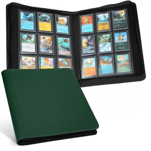 Toploader Binder, Holds 324 Toploaders, 9 Pocket Top Loader Binders with Sleeves for 3 x 4'' Toploaders, Double-Sided Pocket Top Loader Storage Binder, Trading Card Binder - Diamond Green - color: Diamond Green