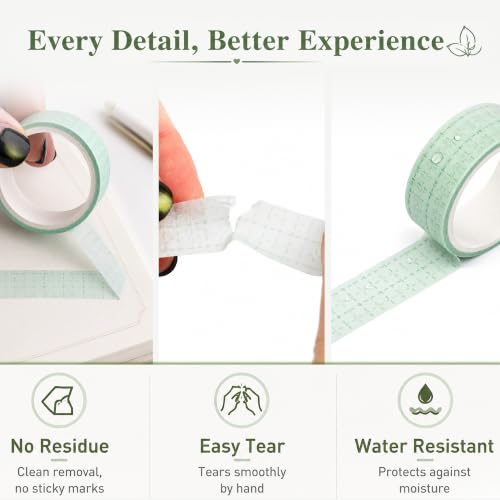 12 Rolls Washi Tape Set, Fresh Matcha Green Decorative Tape,Assorted Styles