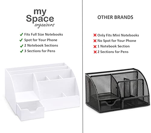White Desktop Organizer - 9 Compartment Office Desk Accessories Organizer - Pen Holder - color: White