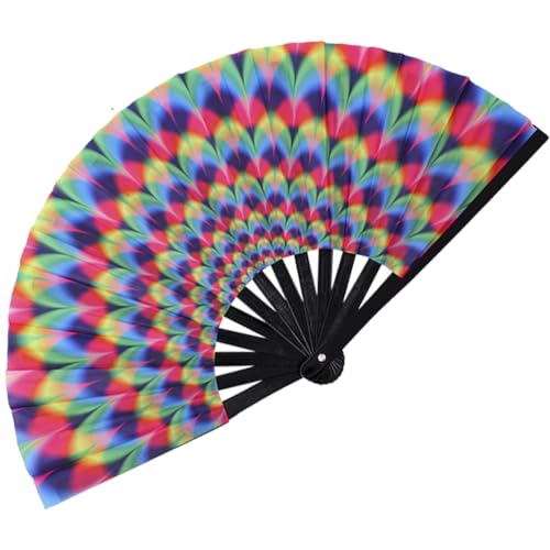 Large Folding Hand Fan for Men/Women, Large Rave Hand Fan Summer Folding Handheld Fan for Disco Party, Beach, Dancing, Gift(Dazzling) - color: Dazzling
