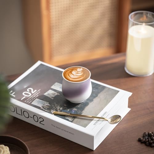 4-Oz Ceramic Espresso Cups Set - Multi-Color, Handle-Free Design for Home & Cafe | Dishwasher-Safe Stoneware Cups（Kiln turning purple,4） - color: Kiln turning purple, size: 4