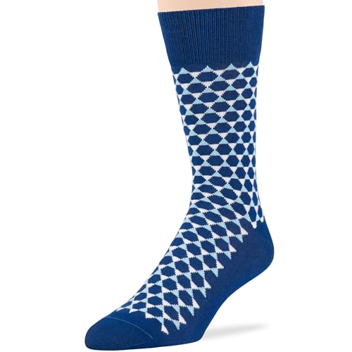 7BIGSTARS Men Cotton Patterned Crew Dress Socks 4-6 Pack, L 9-12 - color: 04a - Estate Blue, Light Blue (A46)