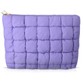 Hillban Purple Puffy Quilted Makeup Bag for Women Cosmetic Gift, Classic - color: Punple, size: Classic