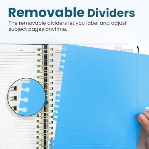 Taja Cute Large Spiral Lined Notebook for Work with 5 Removable Dividers - color: Z - Astral Echo