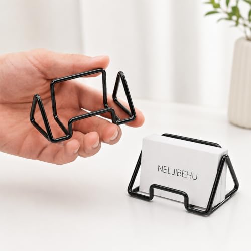 Business Card Holder for Desk, Black Business Card Display Stand - color: black