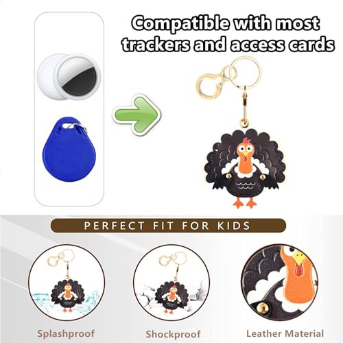 BORKUANA PU Leather Keychain holder Protective Case Compatible with AirTag - color: Turkey B