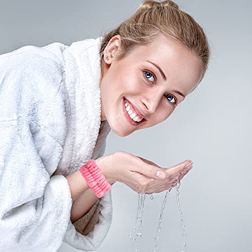 Chuangdi 4 Pairs Wrist Bands for Washing Face Microfiber,Candy Color - color: Candy Color