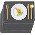 Gray Plastic Placemats Set of 8, Faux Leather Waterproof Table Mats - color: Gray