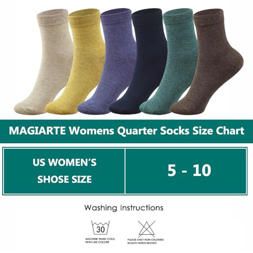 MAGIARTE Womens Mini Crew Cotton Socks,6 Pairs - color: Color#07