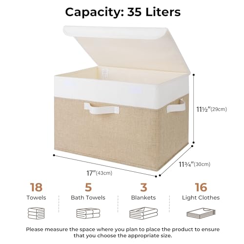 GRANNY SAYS Memory Keepsake Storage Box, Fabric Storage Bins with Lids - color: Khaki & White, size: Extra Large