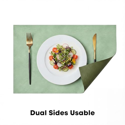 Artoid Mode Sage Faux Leather Placemats Set of 4 - color: Sage, size: 12" x 18", Rectangular Set of 4