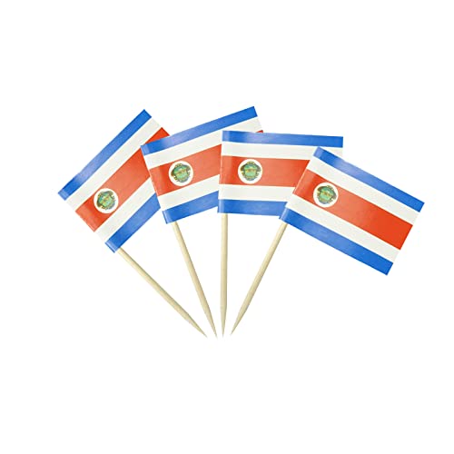 mflagperft Costa Rica Toothpick Flags 100 Pack, Costa Rican Flag Picks - color: Costa Rica