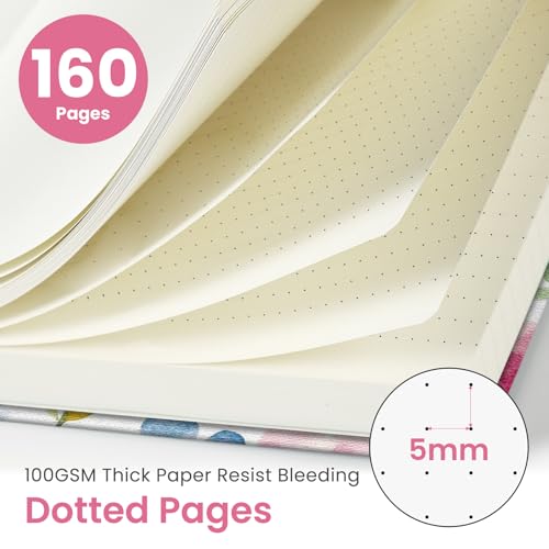 Taja Pretty Dotted Journal for Women, Aesthetic Hardcover Leather Journal - color: K-Bloom Floral, style: B-Dotted