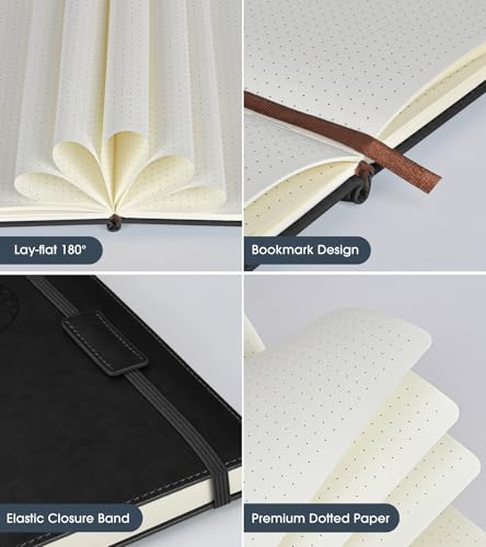 Biuwory Dotted Journal Notebook, 140 Dot Grid Pages, Medium 5.7"×8.3" - color: Black, size: Dotted-140 Pages (5.7"×8.3")