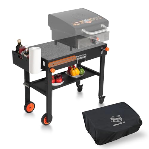 Grill Table for Blackstone 17/22 inch Griddle - color: Black-with Cover