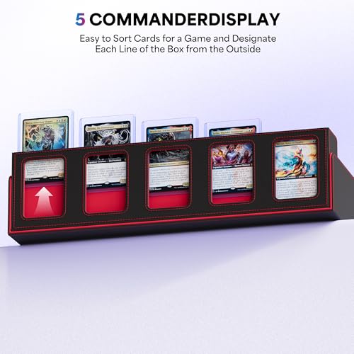 UAONO 5-Row 3900+ Trading Card Storage Box with Commander Display - color: Black&Red, size: 5-row
