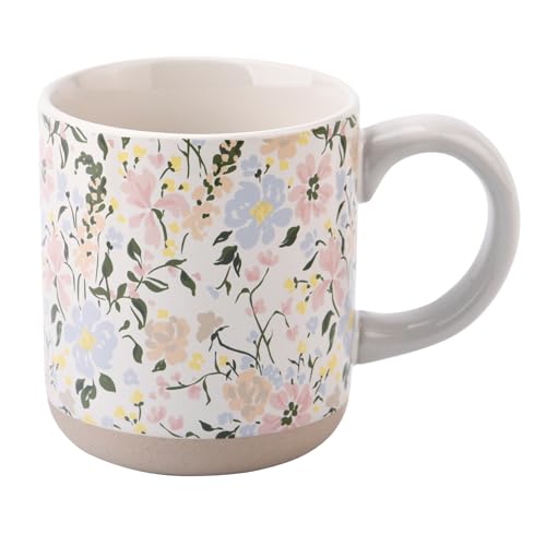 Sweet Water Decor Floral Stoneware Coffee Mugs - 14oz Cute Coffee Cups for Hot & Cold Drinks - Dishwasher & Microwave Safe - Spring Home Decor and Gift - Ideal Tea & Espresso Mugs - style: Floral