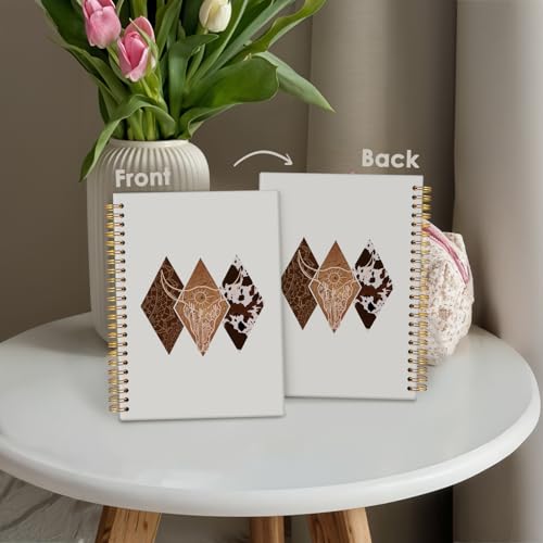 Western School Supplies, Western Gifts for Women, Cowgirl Notebook Journals, Western Office Supplies, Cow Print School Supplies Hardcover Spiral Notebook 5.5x8.3 - color: Western cow skull