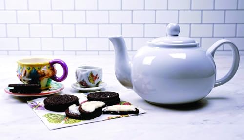 RSVP International Stoneware Teapot Collection, Microwave and Dishwasher Safe, 16 oz, White - color: White, size: 16 oz