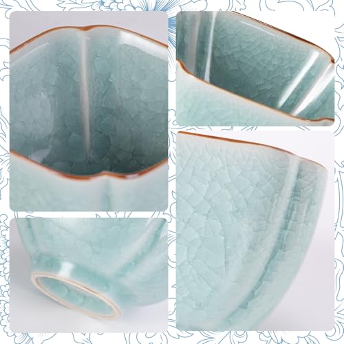 KAMMAK Japanese Tea Cups, 4 Oz Small Handmade Ceramic Teacups, Set of 2 - style: GN06
