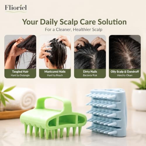 Silicone Scalp Massager Shampoo Brush, Scalp Brush for Hair Care & Dandruff Removal, Hair Scrubber Scalp Stimulator Exfoliating Brush with Flexible Soft Bristles for Wet Dry Scalp Care
