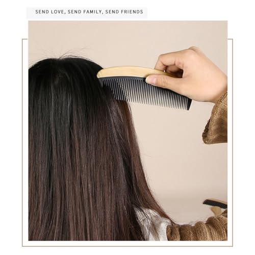 Natural Bakelite Wood Comb for Scalp Massage & Hair Care - Eco-Friendly Bamboo Wood Comb with Ergonomic Handle, Gift for Family & Friends (6.1 Inch, Black)(MediumA1) - size: MediumA1