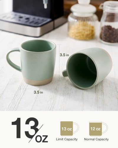 famiware Coffee Mugs Set of 8, Milkyway 13 oz Ceramic Cup Set with Handle - color: Milkyway-Light Green, size: 8 Count (Pack of 1)