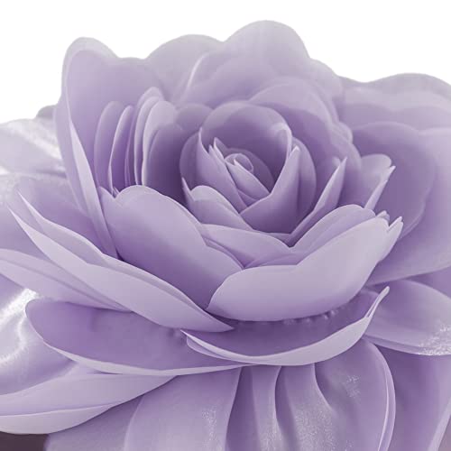 JWH 3D Flower Throw Pillow Cover, Lilac Purple, 14x14 Inch - color: Purple, size: 14" x 14" (Pack of 1)